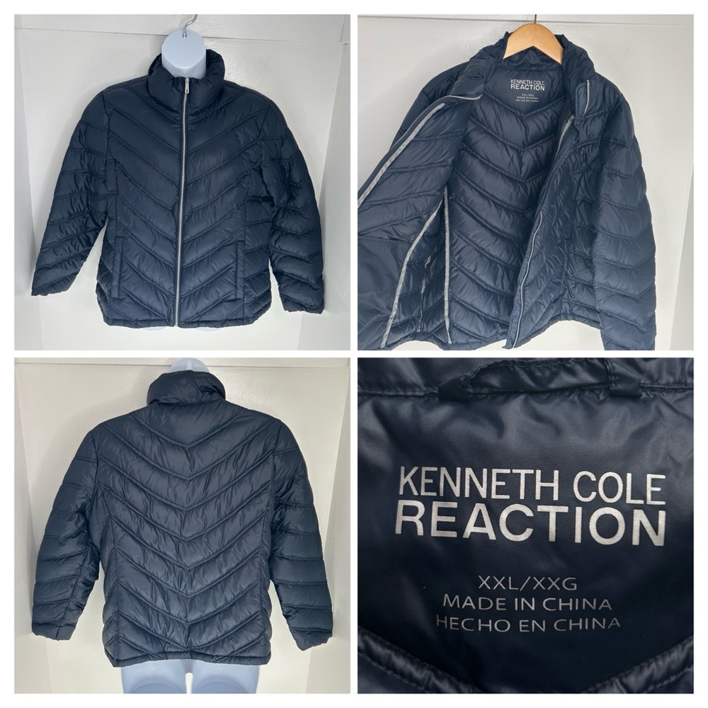 Kenneth‎ Cole Reaction Women's Size XXL Black Chevron Down Blend Puffer Jacket